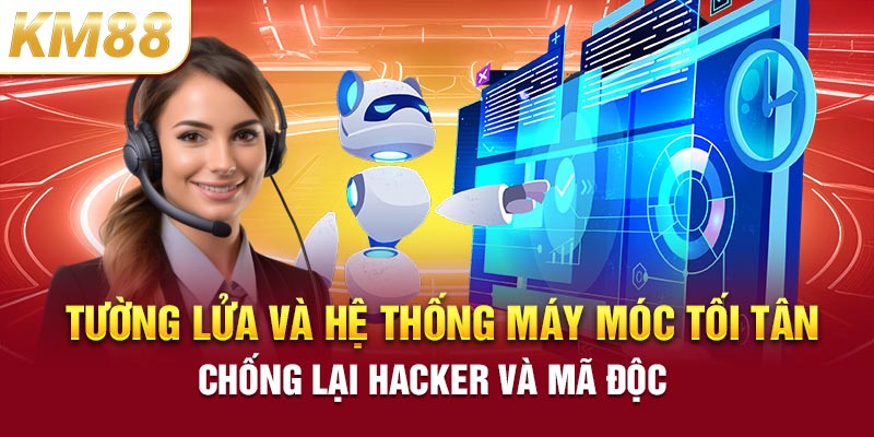 Tường lửa và hệ thống máy móc tối tân chống lại hacker và mã độc 